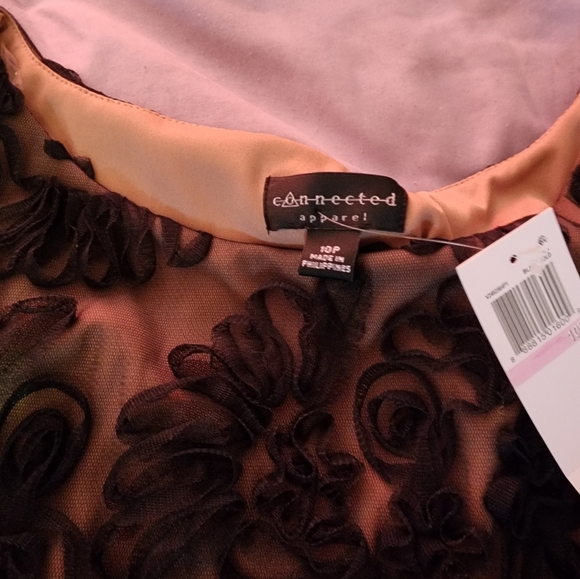 NWT/Connected Apparel Dress Black and Tan/Empire Waist Size 10P - Picture 6 of 6